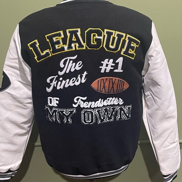 Bleecker&Mercer jacket varsity bomber black/white snap button - Picture 3 of 5